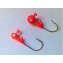 Jig head, round painted, gold hook, flame red  